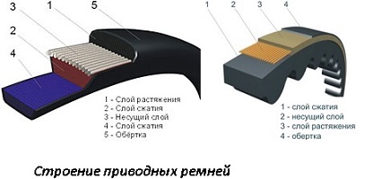 Строение приводных ремней