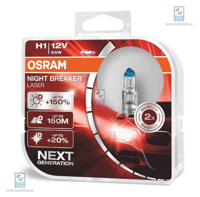 

Лампа H1 55W P14.5S Night Breaker Laser к-т 2шт. OSRAM 64150NLHCB