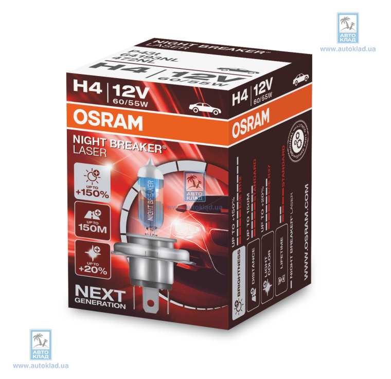 

Лампа H4 60/55W P43T Night Breaker Laser OSRAM 64193NL